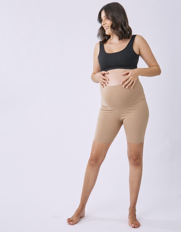 Angel Maternity - Nude Cotton Maternity Shorts