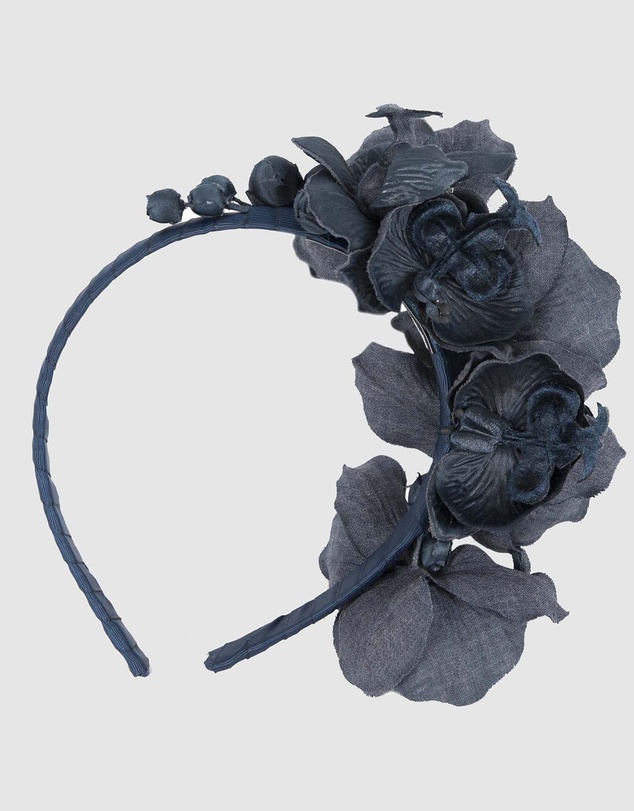 Max Alexander - Navy Orchid Flower Fascinator