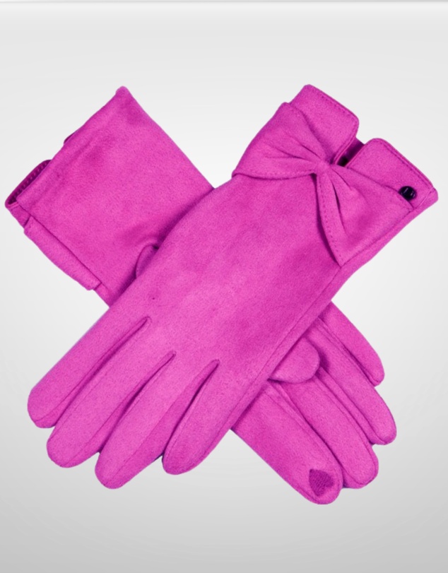 DENTS - Touchscreen Faux Suede Gloves with Bow Winter Warm