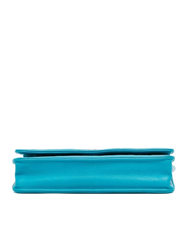Pre-Loved by Azura Reborn - Pre-Loved Chanel Camelia Crossbody Wallet Turquoise