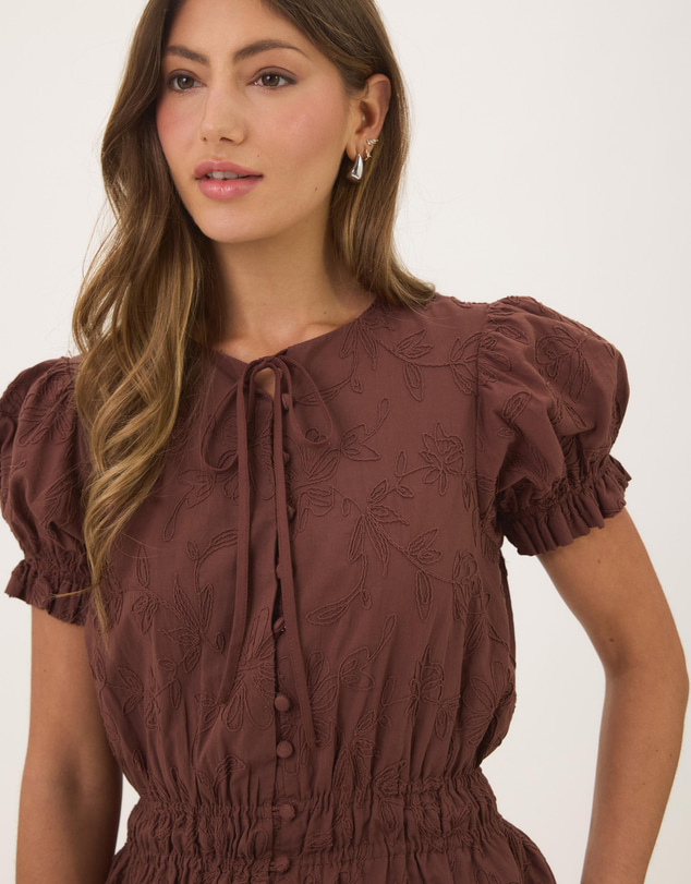 Atmos&Here - Eliza Embroidered Gathered Top