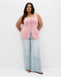 City Chic - Plus size Imogen Vest - baby pink