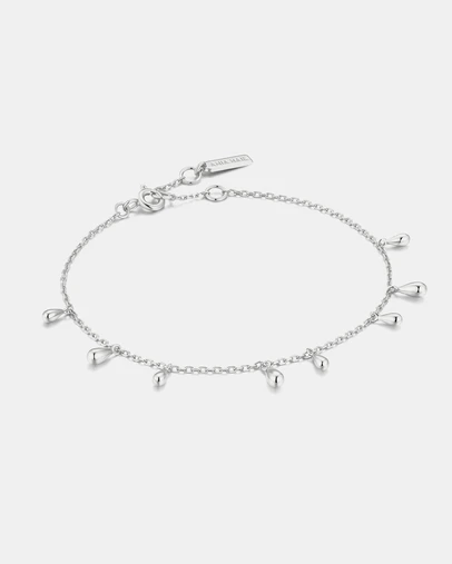 Ania Haie - Silver Polished Teardrop Dangle Station Bracelet