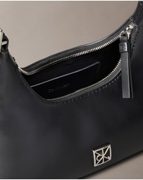Calvin Klein - Monogram Logo Emblem Leather Small Shoulder Bag
