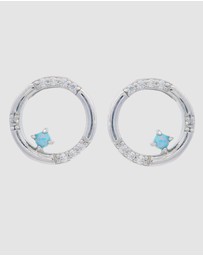 Georgini - Georgini Opal Glow Blue Created Circle Silver Earrings