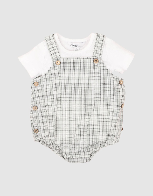 Bebe by Minihaha - Taylor Check Bodysuit Tee Set - Babies