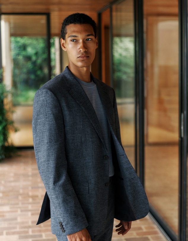 Trenery - Cotton Wool Blend Blazer in Navy