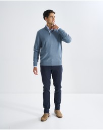 3 Wise Men - 3 Wise Men Harvey Zip Neck Merino Knit - Cement