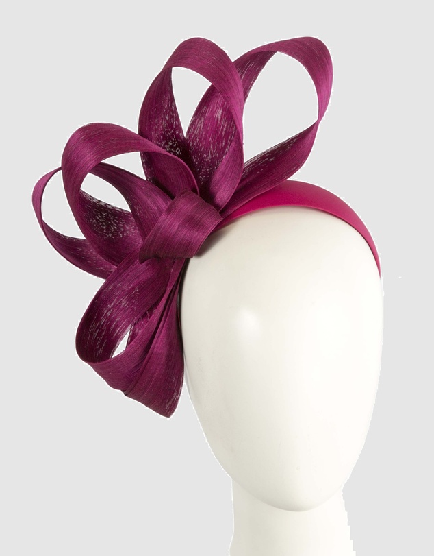 Fillies Collection - Wine Silk Abaca Loops Racing Fascinator