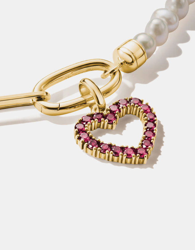 THOMAS SABO - Gold-Plated Heart Charm with Lab-Grown Ruby