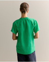 Trenery - Gather Detail Flutter Sleeve Blouse in Billiard Green