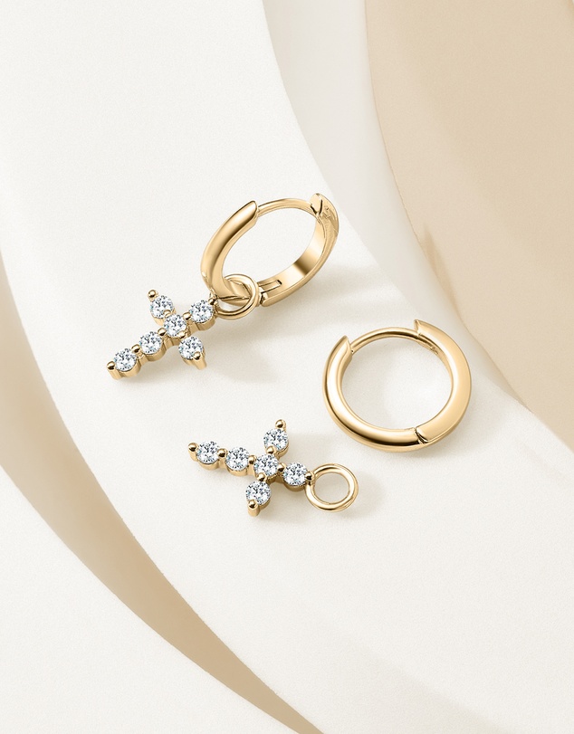 Mestige - Faith Cross Hoops - 18K Gold Plated