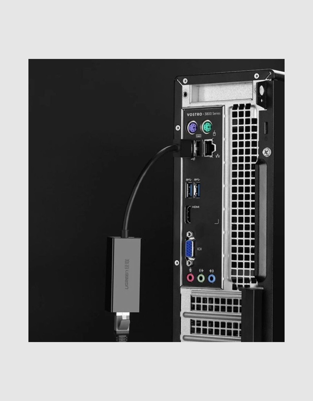 Ugreen - UGreen USB 2.0 to 100Mbps Ethernet Adapter 10cm Black