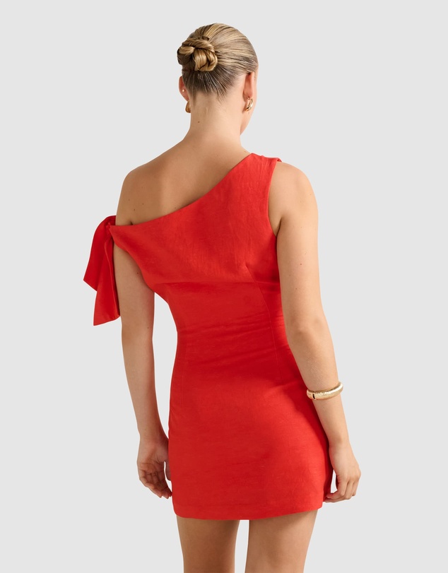 Forever New - Cinzia Tipped Shoulder Linen Mini Dress