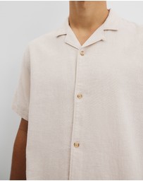 Country Road - Short Sleeve Cotton Linen Basket Weave Shirt