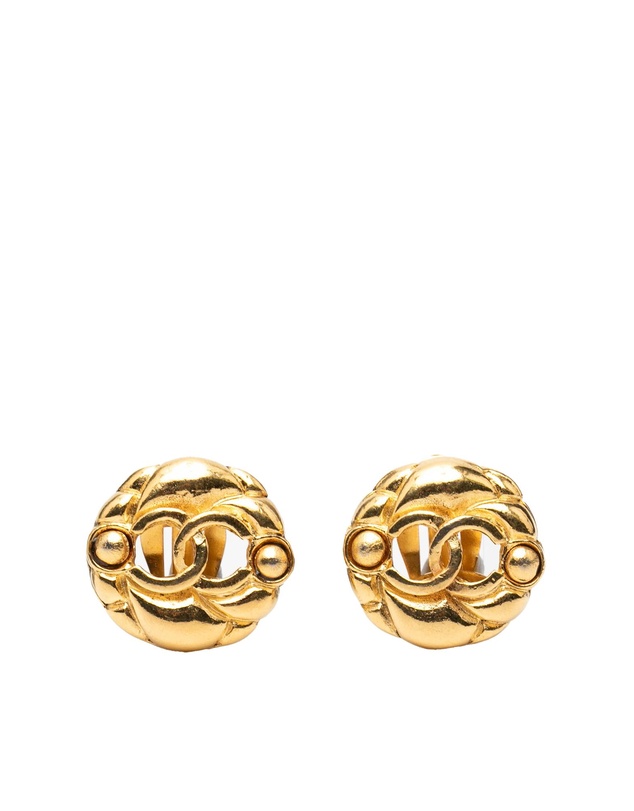 Pre-Loved by Azura Reborn - Pre-Loved Gold Plated CC Round Clip On Earrings