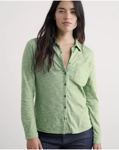 Seasalt - Seasalt Cornwall Green Teasel Head Organic Cotton Jersey Shirt