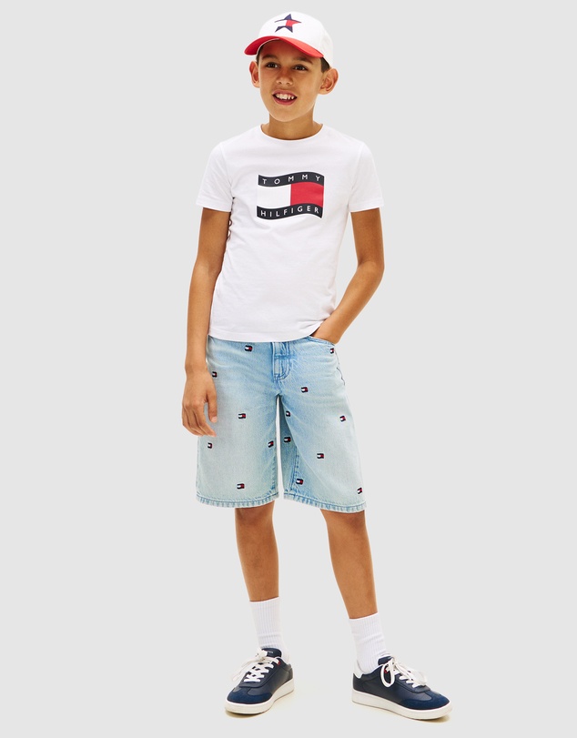 Tommy Hilfiger - Boys Wavy Flag Jersey Crew Neck T-Shirt - Kids
