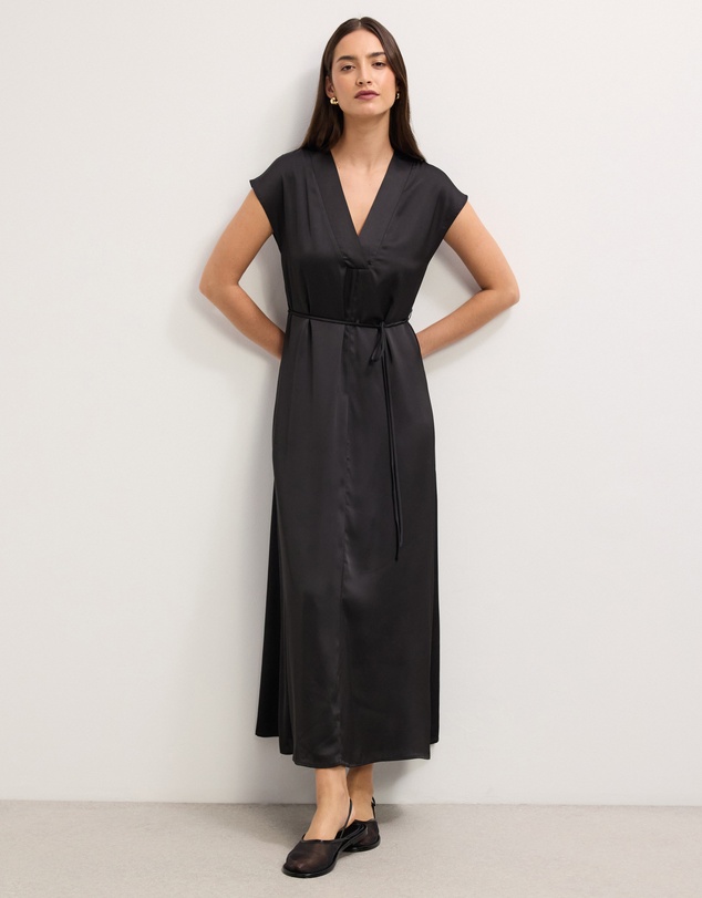 The Fated - Josephine Satin V-Neck Maxi Dress