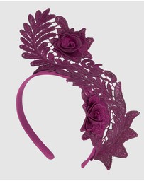 Max Alexander - Wine Lace Crown Headband Fascinator