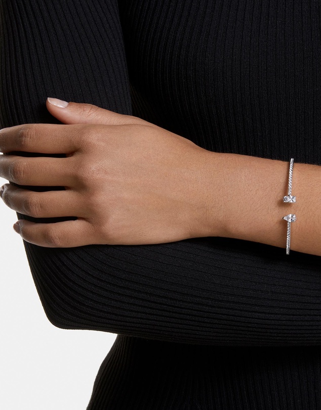 Swarovski - Mesmera cuff, Mixed cuts, White, Rhodium plated