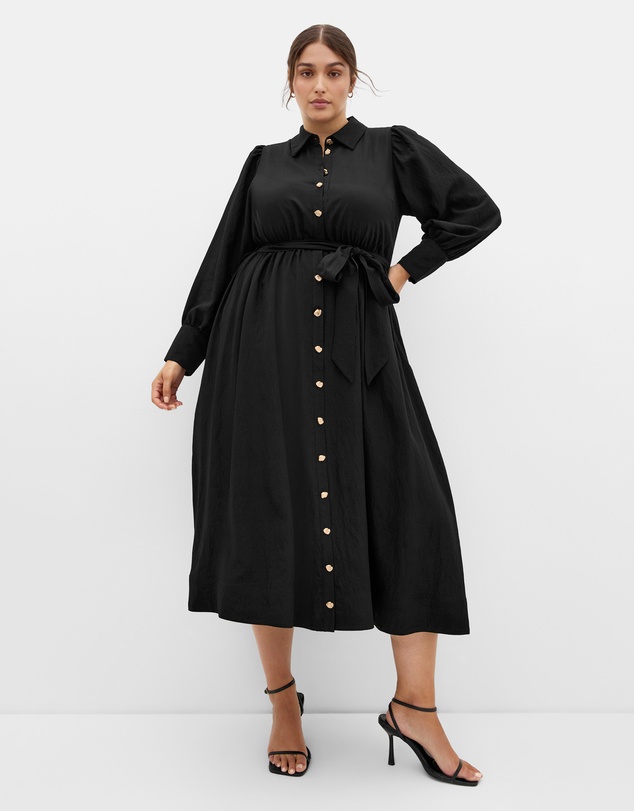City Chic - Alana Button Midi Dress