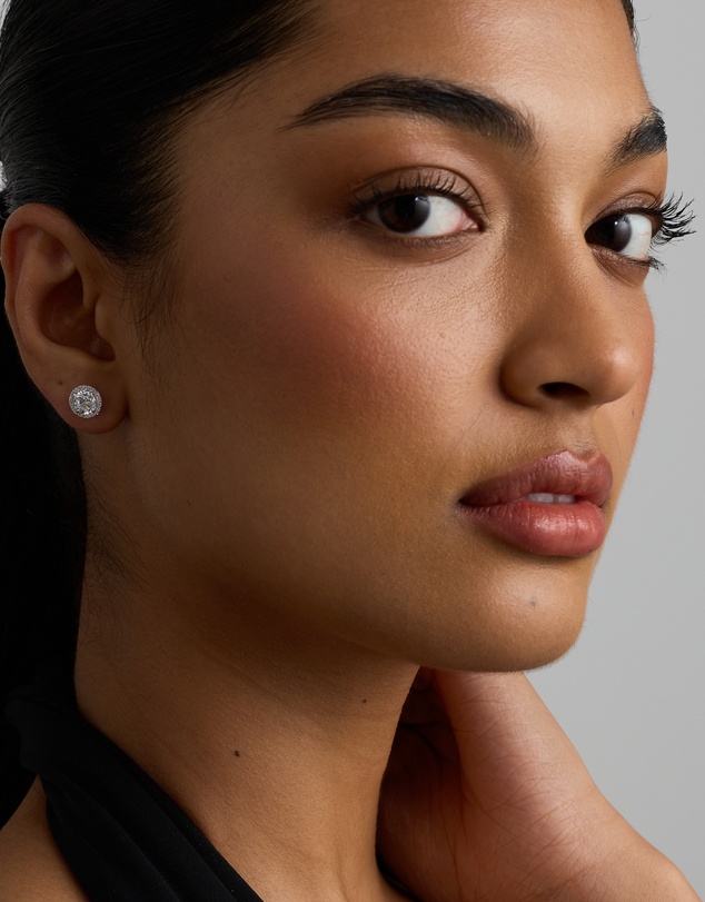 Michael Hill - Round Brilliant Cubic Zirconia Halo Stud Earrings in Sterling Silver