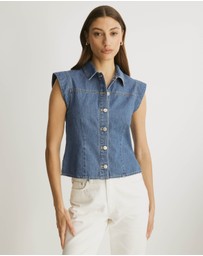 Atmos&Here - Megan Sleeveless Denim Shirt