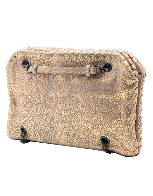 Pre-Loved by Azura Reborn - Pre-Loved Intrecciato Trimmed Metallic Leather Duo Shoulder Bag
