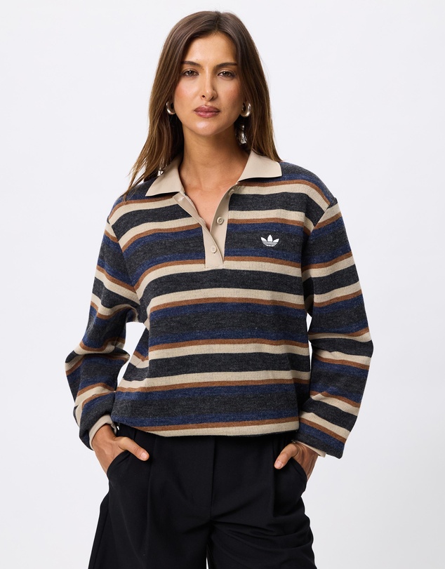 adidas Originals - Stripe Knitted Polo Top