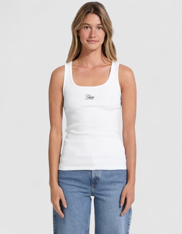 GUESS Jeans - GUESS JEANS Slim Rib Embroidered Tank Top