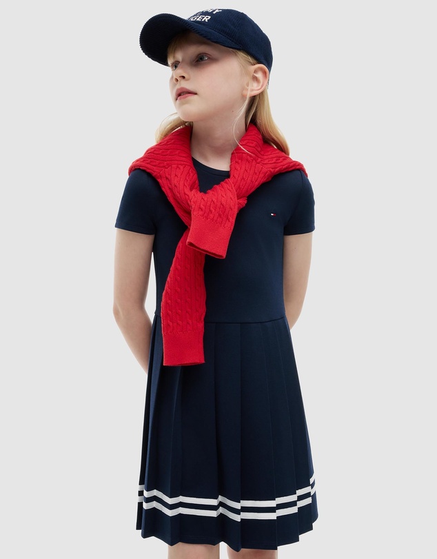 Tommy Hilfiger - Pleated Short Sleeve Skater Dress - Kids