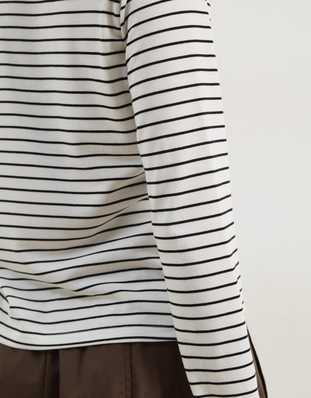 Atmos&Here - Long Sleeve Stripe V-Neck Top