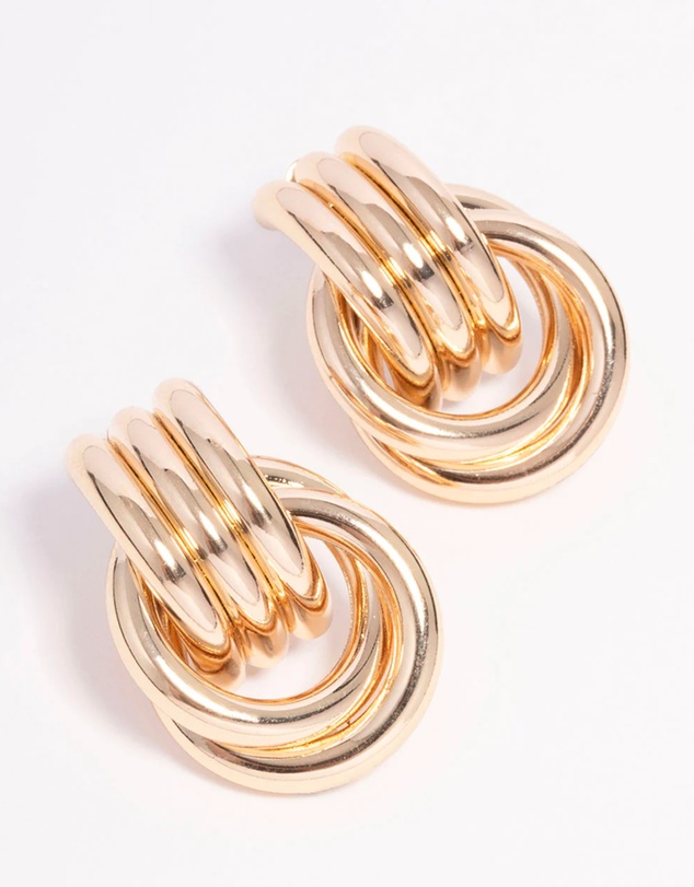 Lovisa - Gold Triple Row Wrapped Knotted Drop Earrings