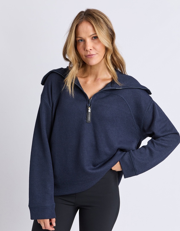 Foxwood - Huntsville Relaxed Zip Crew Navy