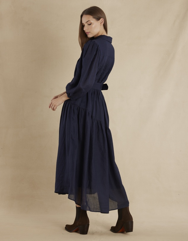 Amelius - Poeta Ramie Pintuck Belted Dress