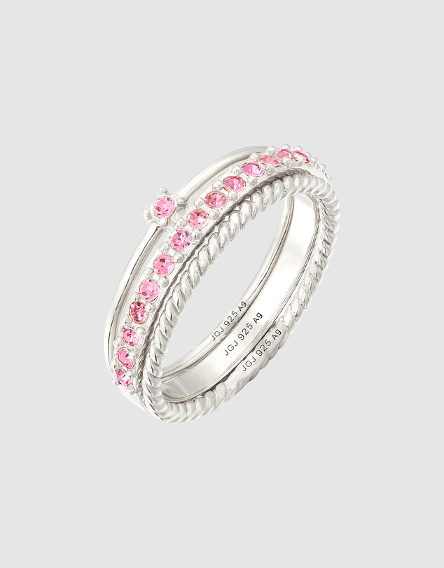 Elli Jewelry - Ring Set Crystal Stacking 925 Sterling Silver