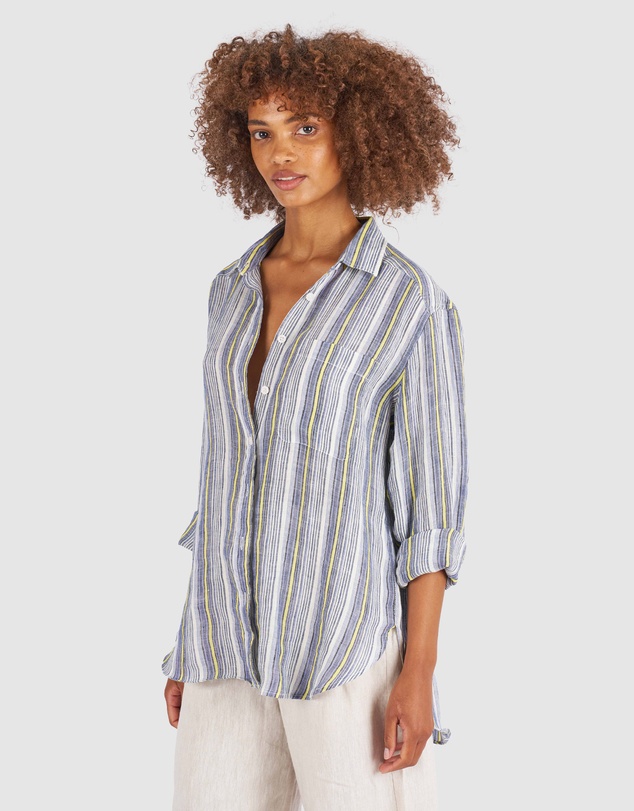 CAMIXA - Poppy Oversized Striped Linen Shirt