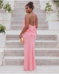 Petal & Pup - Zorina Halterneck Maxi Dress - Coral