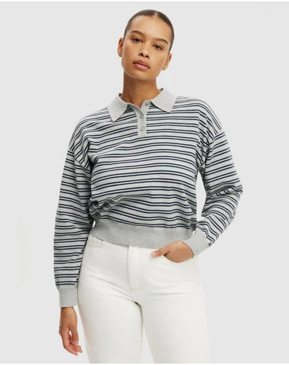 Cotton On - Boxy LS Polo Knit