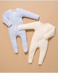 Purebaby - 2 Pack Zip Growsuit -Babies