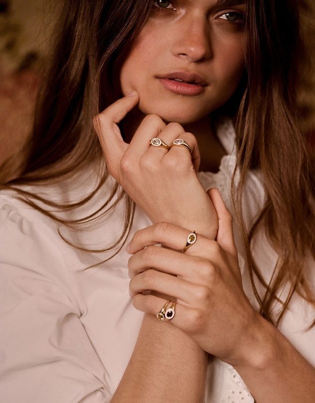 YCL  - March Birthstone Signet Ring