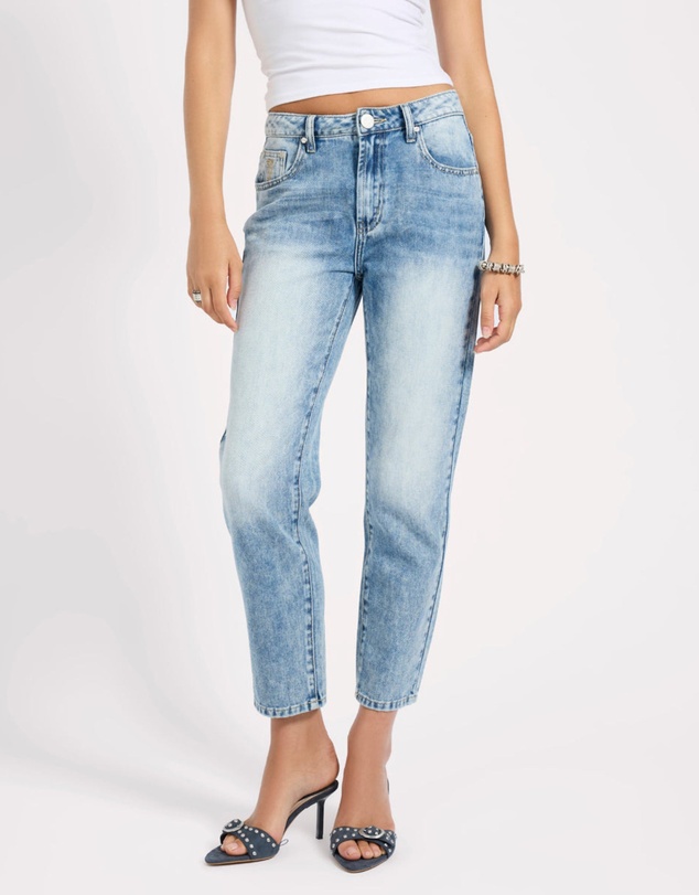 ONE TEASPOON - Slims High Waist Cropped Slim Fit Denim Jeans - Sunset Blue