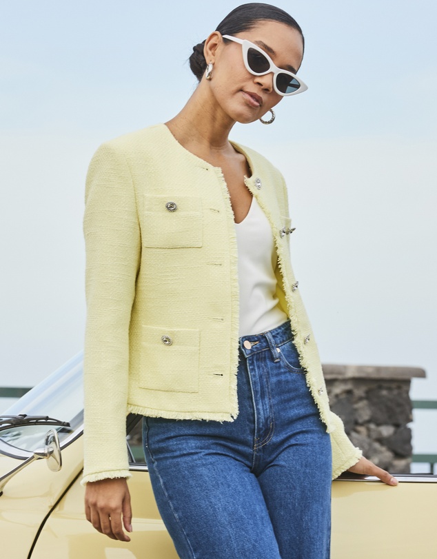 Sosandar - Boucle Jacket With Embellished Buttons