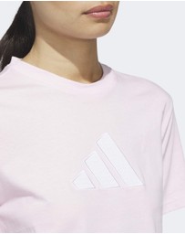adidas Sportswear - TEXTURED GINGHAM BIG LOGO GRAPHIC T-SHIRT Womens
