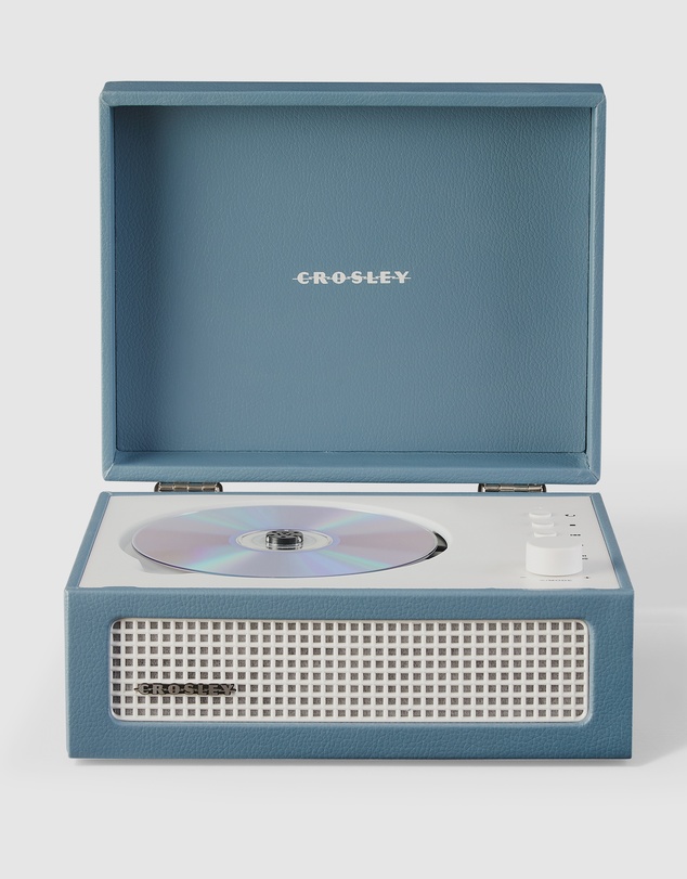 Crosley - Crosley Voyager Portable Retro CD Player with Stereo Bluetooth Speakers, FM Radio - Washed Blue