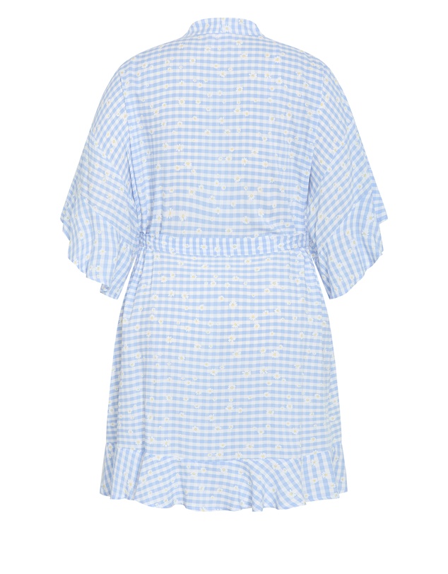 City Chic - Kitty Check Print Sleepwear Kimono