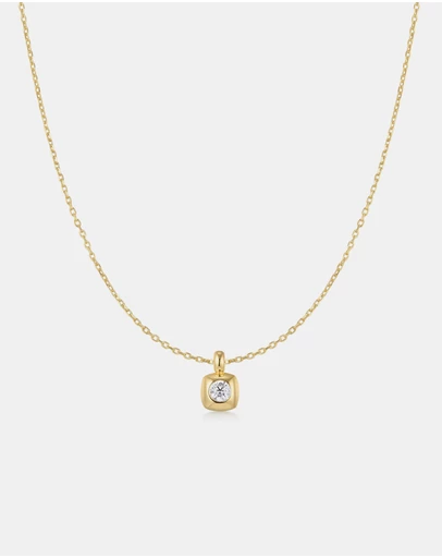 Ania Haie - Ania Haie Gold Modern Bezel-Set Solitaire Necklace