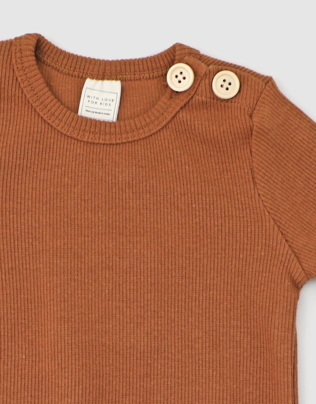 WITH LOVE FOR KIDS - Basics Thick Ribbed Long Sleeve Onesie - Babies