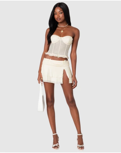 EDIKTED - Jojo Slitted Mesh Mini Skirt